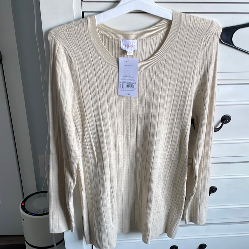 Cream Ribbed Maternity Knit Sweater